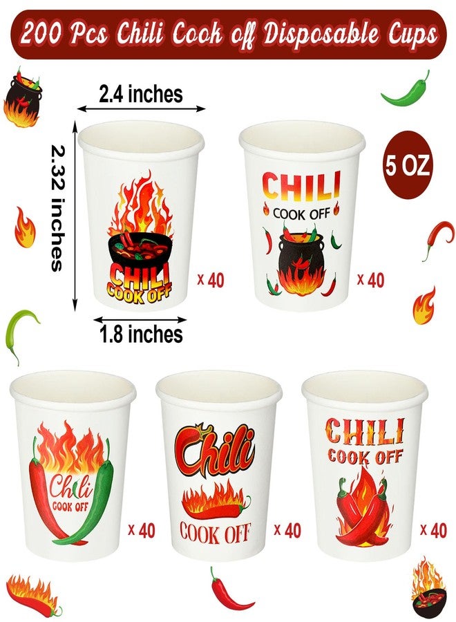 RimCereal 400 Pcs Chili Cook off Party Decorations Include 200 Disposable Sample Tasting Paper Cups and 200 Wooden Spoons for Chili Cook off Party Supplies(5 oz) - Image 2